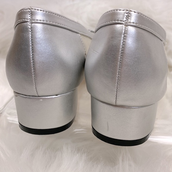 Coup D’Etat Vintage Heels Silver metallic sheer net block heel Women’s 9 - Picture 6 of 10